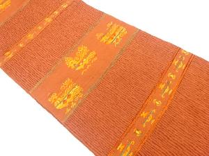 横段に鳥模様織り出し袋帯